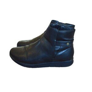 Flex Step Black Leather Ankle Walking Boots Estimated Women's Size 10 Bohemian
